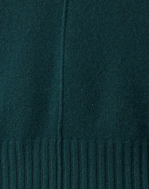 Stylish Cypress Green 100% Cashmere Funnel - Neck Sweater