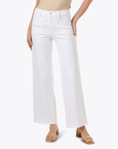 Frame's Stylish Slim-Fit White Wide-Leg Denim Jeans