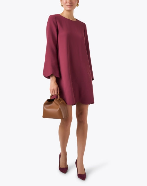 Ruoda Women's Red Mini Shift Dress with Scalloped Trim