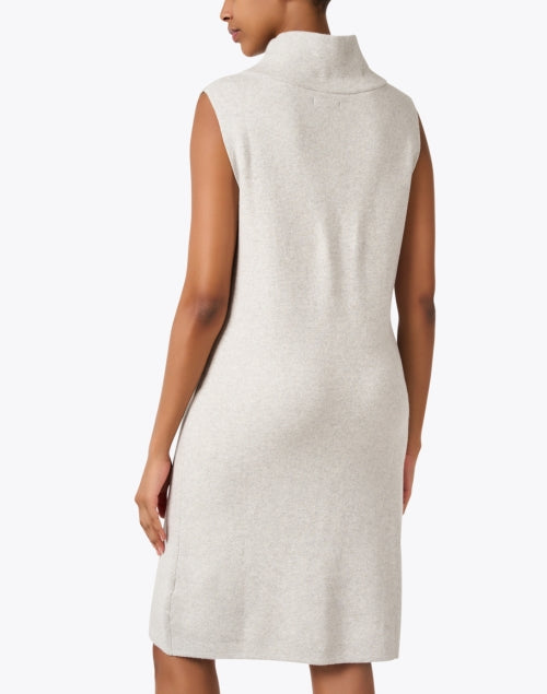 Stylish Grey Cotton - Cashmere Parisian Turtleneck Mini Dress