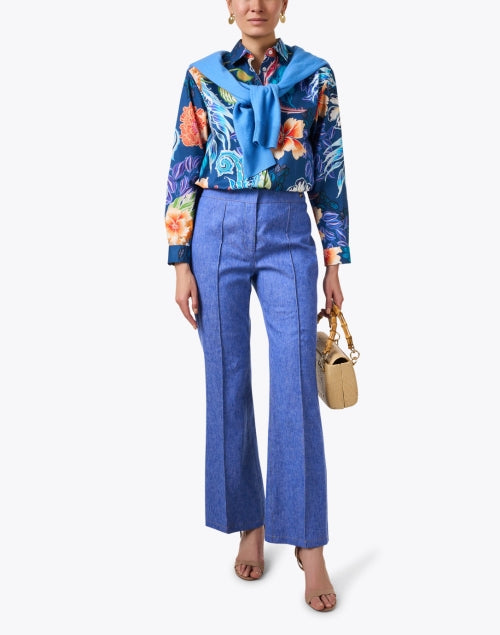Stretchy Cotton Halsey Tropical Multi - Floral Print Top