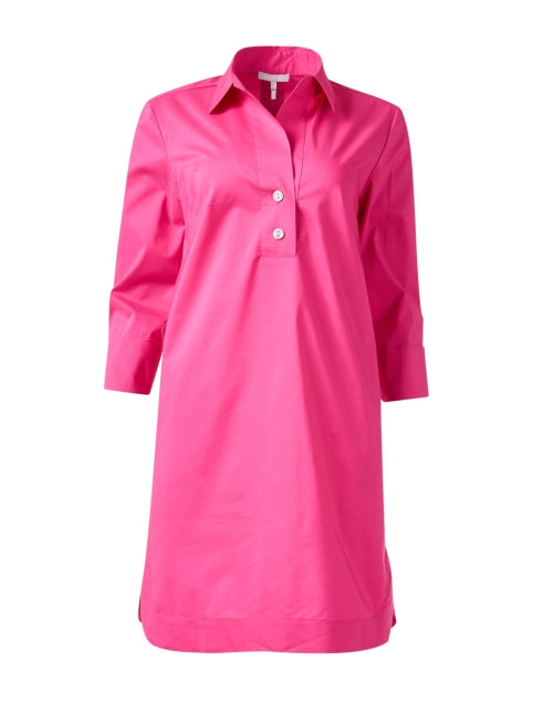Aileen Stylish Hot Pink Cotton Blend Stretch Shirt Dress for Women