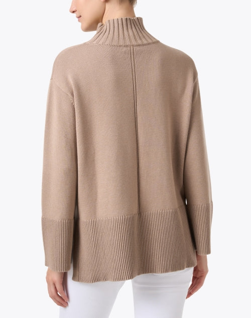 Soft Taupe Cotton Funnel - Neck Long - Sleeve Sweater
