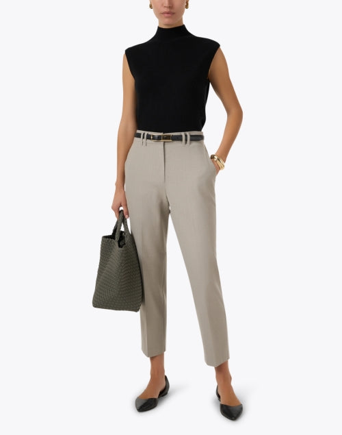 Luxurious Black Sleeveless Cashmere Mock Neck Sweater for Versatile Styling