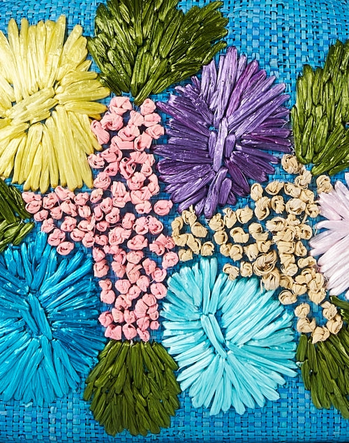 Exquisite Berna Turquoise Floral Embroidered Handheld Clutch Bag
