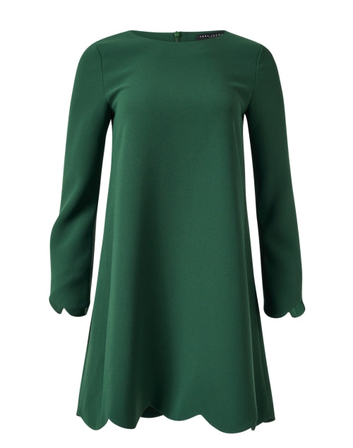 Ruoda Elegant Green Mini Shift Dress with Scalloped Trim