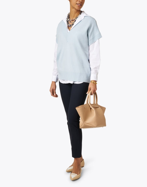 Vince Navy Bi - Stretch Pull - On Ponte Fabric Pants for Everyday Styling