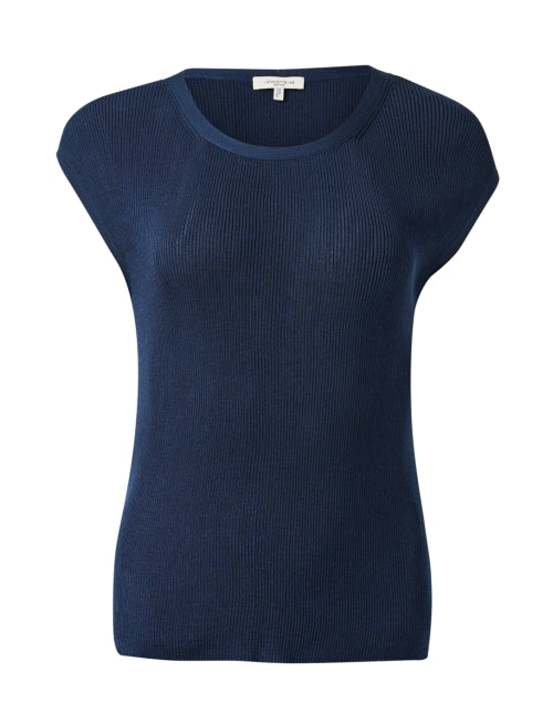 Stylish Navy Knit Cap-Sleeve Top for Versatile Dressing