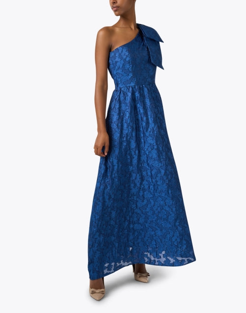 Caroline Royal Blue Organza One - Shoulder Ladies' Party Dress