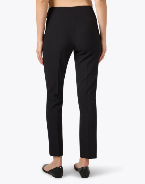 Stylish Black Stretch Crepe Front - Zip Slim - Leg Ankle Pants