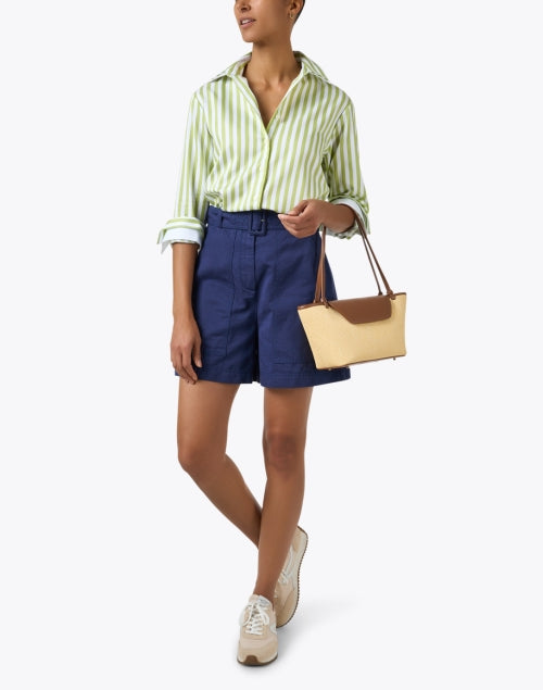 Stylish Green and White Striped 100% Cotton Margot Top for Sunny Days