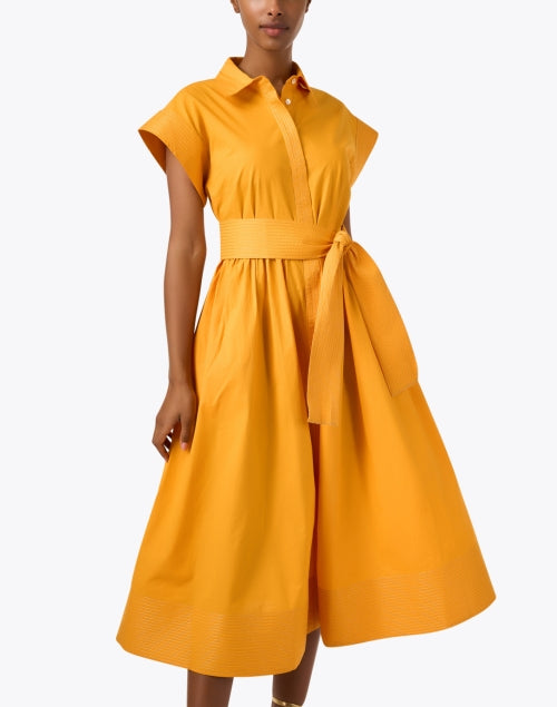Stylish Oliphant Tuki Yellow Marigold Cotton Shirt-style Women's Dress