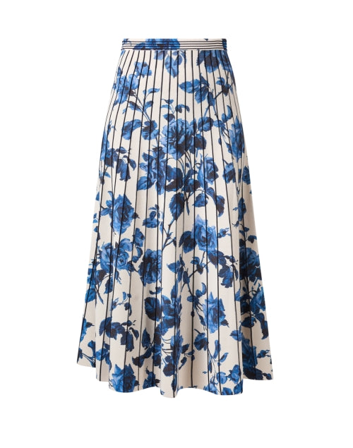 Stylish Tavira Blue and White Floral Printed Midi Skirt for Women
