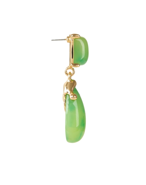 Kenneth Jay Lane 22k Gold - Plated Green Jade Square Drop Fashion Earrings