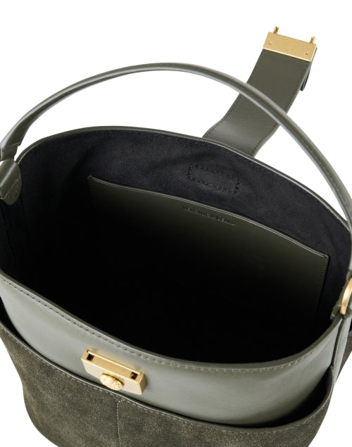 Veronica Beard's Stunning Crest Green Suede and Leather Handbag for Modern Women