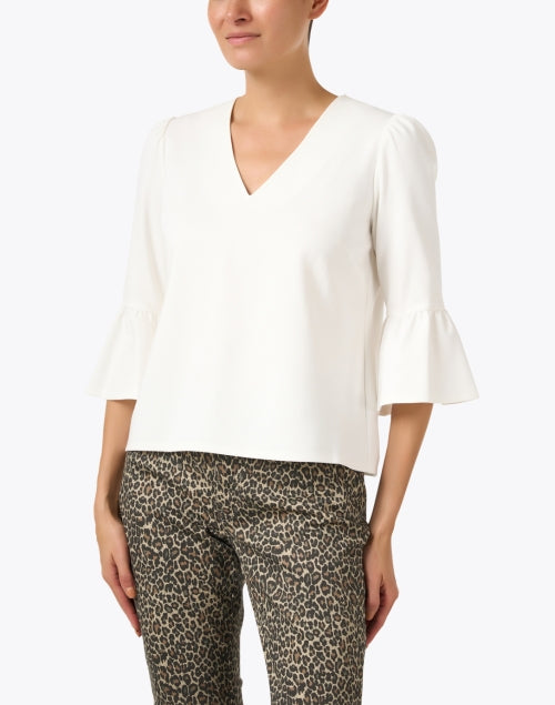 Arabella Women's Stylish Cream Ponte Knit Blouse Top