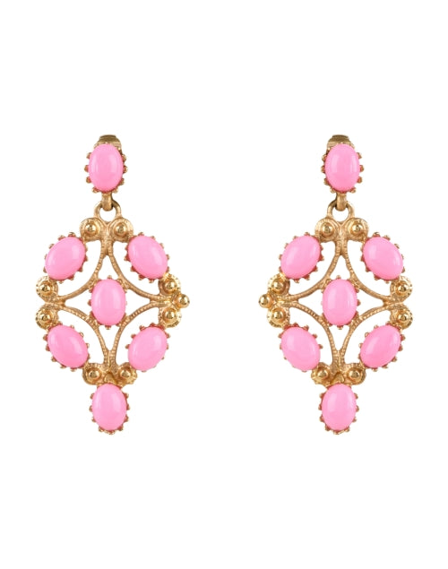 Stylish Pink Cabochon Clip-on Drop Earrings by Kenneth Jay Lane