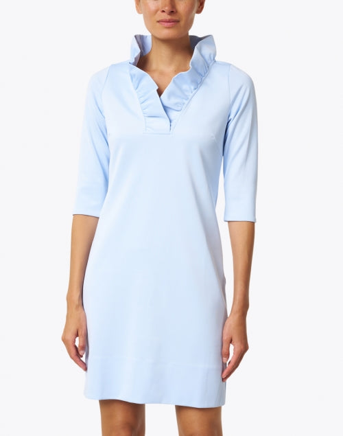 Stylish Periwinkle Slim - Fit Dress with Ruffled V - Neck