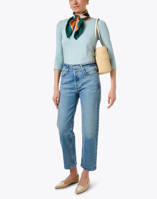 Weekend Max Mara Multia Pastel Teal Women's Knit Jersey Top for Weekend Wear