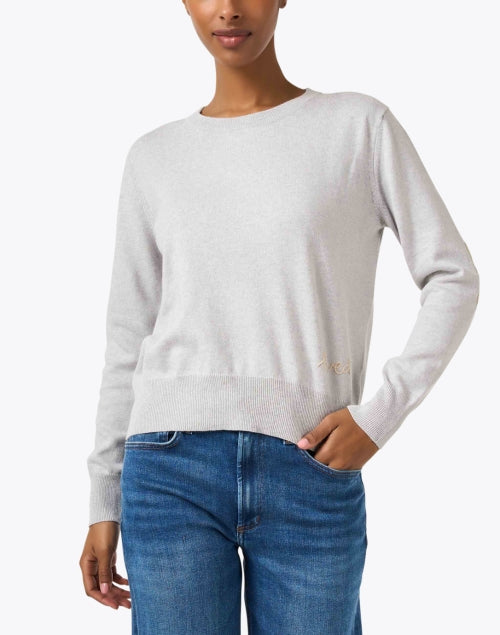 Stylish Grey and Beige Embroidered Women's Sweater for Everyday Wear