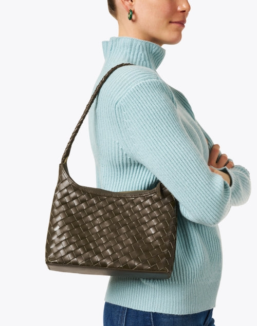 Stylish Olive Green Woven Leather Single - Strap Marni Shoulder Bag