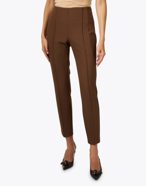 Stylish Dark Brown Stretch Pintuck Slim-Fit Gramercy Pants