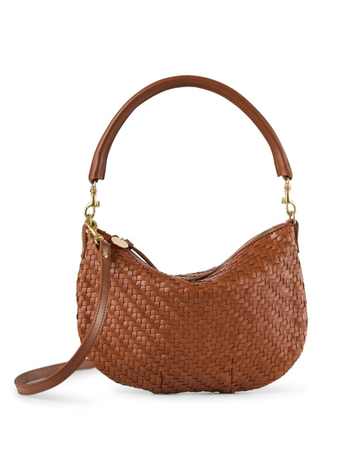 Stylish Hand - Woven Italian Leather Petit Moyen Hazelnut Shoulder Bag