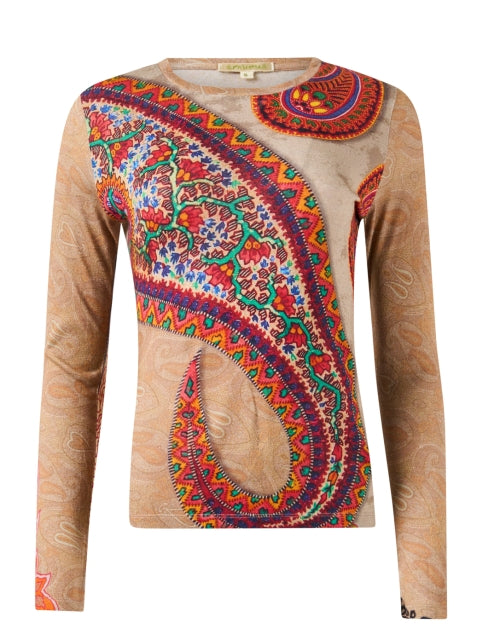 Stylish Brown Paisley Patterned Luxury Blend Sweater