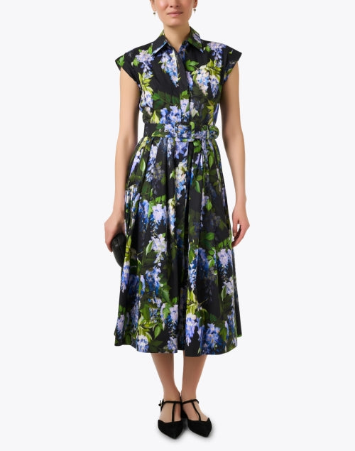Stylish Octavia Women's Black Floral Patterned Cotton Shirt-style Dress