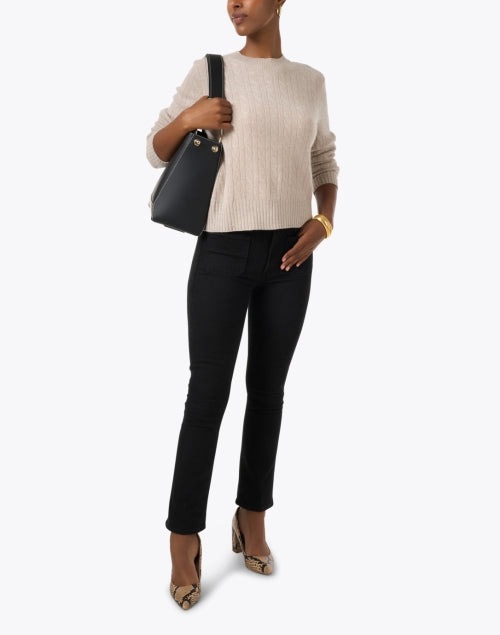 Mother's Stylish Black Stretch Denim Patch Pocket Bootcut Jeans
