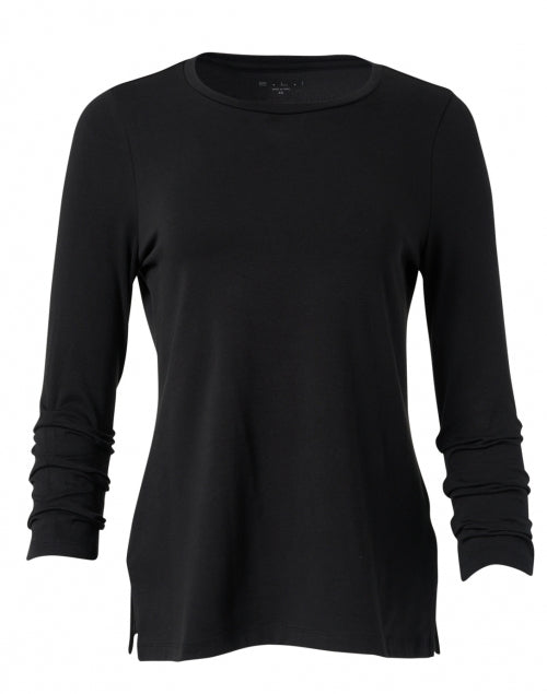 Versatile Black Pima Cotton Women's Ruched Set - In Sleeve T - Shirt