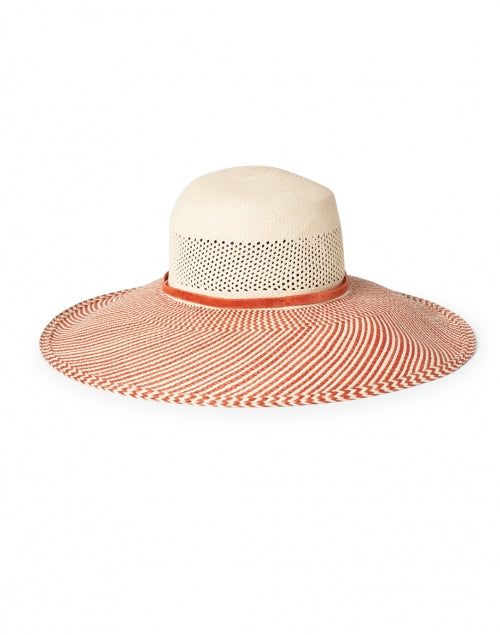 Ecuadorian Hand - woven Rust - colored Natural Straw Sun Hat with Orange Ribbon