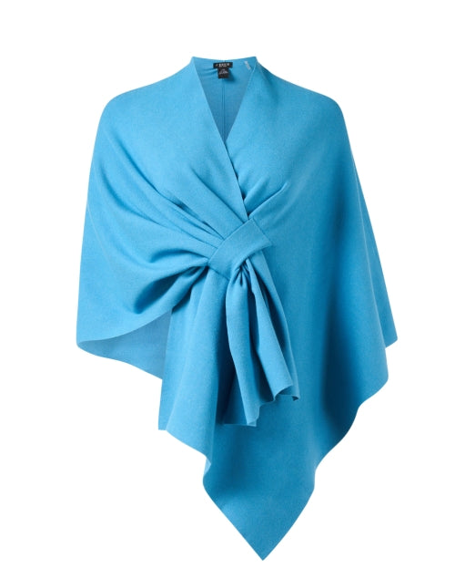 Stylish Blue Knit Wrap with Tab Closure for Cool Weather