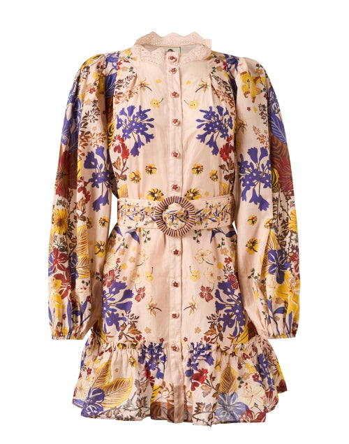 Stylish Pink Dress with Multi - Floral Print and Feminine Details