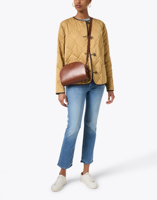 Reversible Navy and Camel Quilted Fashion Jacket for Spring Getaways
