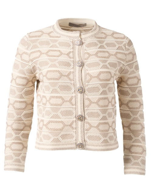 Beige Women's Chain Knit Fashion Jacket for Seasonal Wear