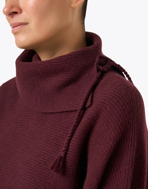 Stylish Burgundy Wool Poncho-Style Sweater for Transitional Seasons