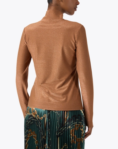 Marc Cain Women's Brown Turtleneck Lurex Shiny Top for Fashionable Layering