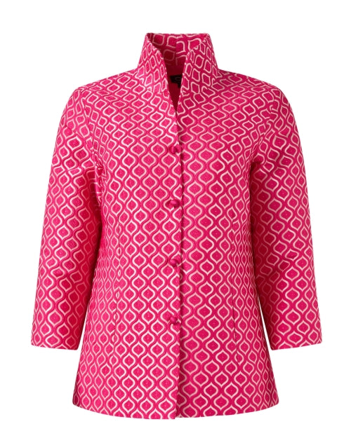 Stylish Ronette Pink Geometric Print Silk Women's Jacket
