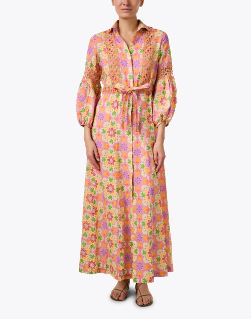 Iguazu Multicolored Printed Linen Shirt Dress for Getaways