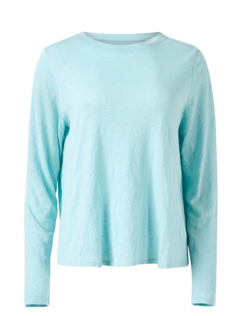 Stylish Pool Blue Women's Linen Casual Top