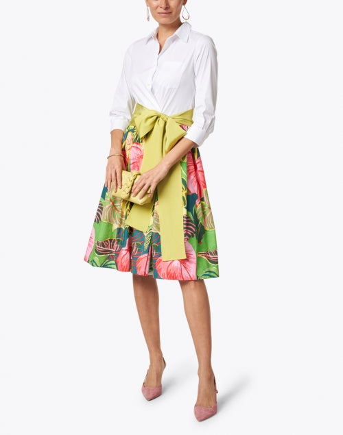 Stylish Lime - Green Wide - Ribbed Self - Tie Cotton Blend Belt from Sara Roka
