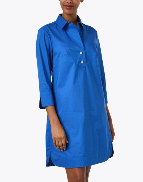 Stylish Aileen Blue Cotton Women's Shirt Dress for Casual Wear