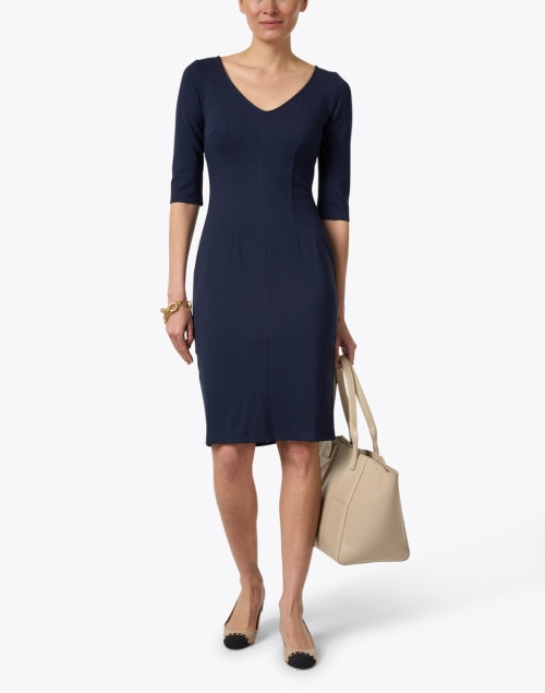 Navy Blue Ponte Material Women's Maggie Dress by Chloe Kristyn
