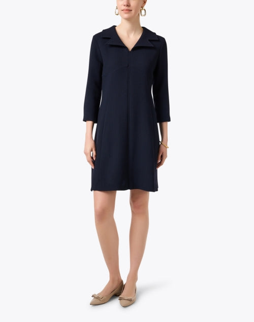 Navy Blue Wool Crepe Women's Tia Dress - A Timeless Fashion Piece