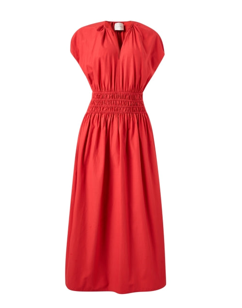 Elegant Lightweight Cotton Blend Mina Red Midi Dress