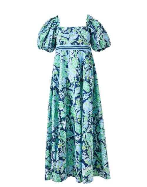 Navy Blue Floral Print Women's Promenade Dress for Casual and Special Occasions