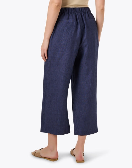 Stylish Delft Blue 100% Linen Cropped Wide-Leg Men's/Women's Pants