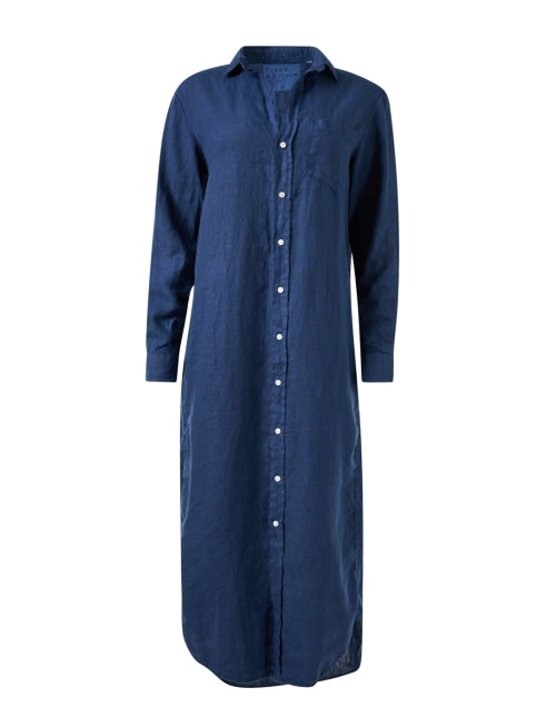 Navy Blue Linen Casual Shirt Dress for Rory Style