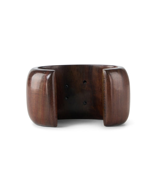 Exquisite Lanna Acacia Wood Cuff Bracelet with Pearls and Angelite